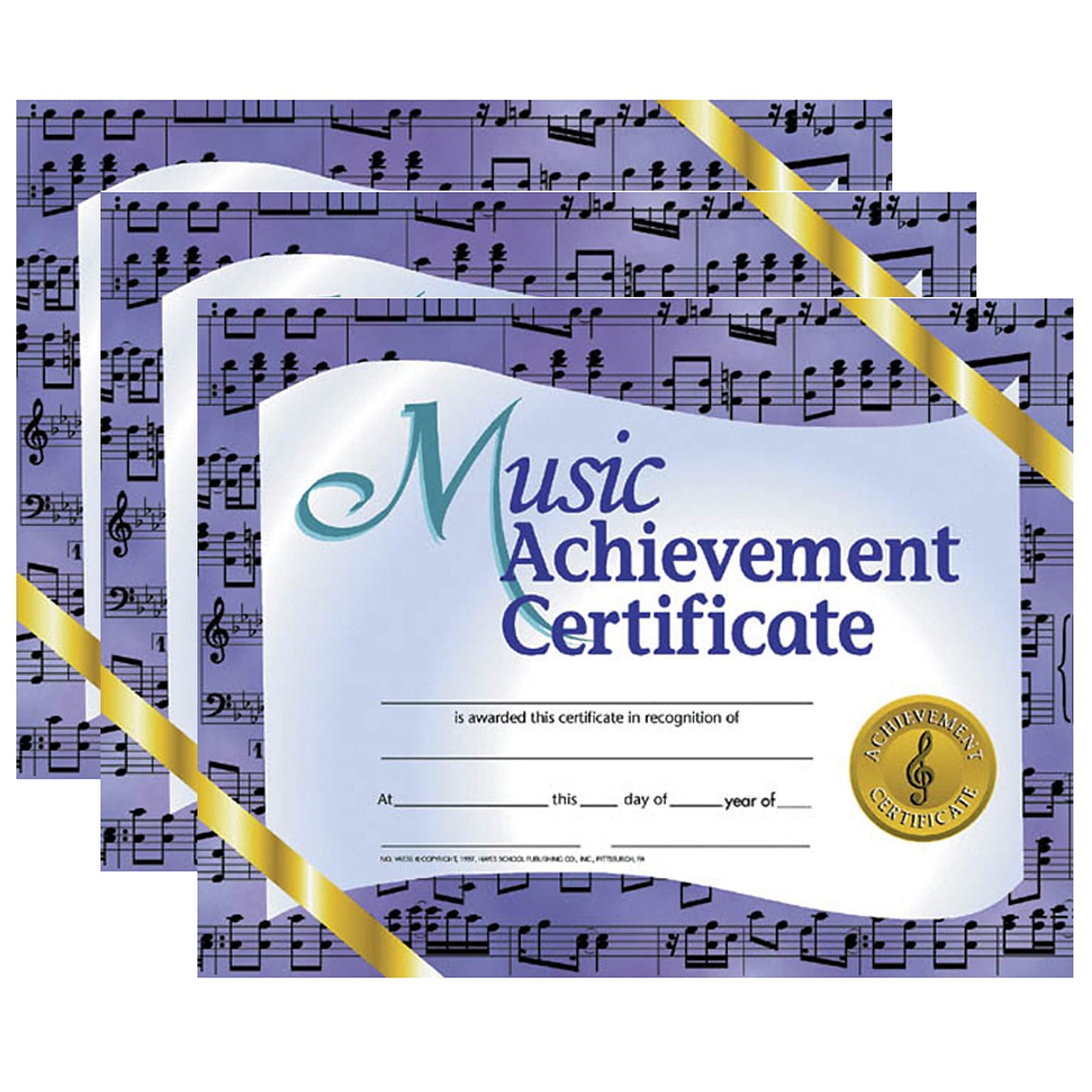 Hayes Publishing Music Achievement Certificate, 8.5 x 11, Purple, 30 Per Pack, 3 Packs (H-VA536-3)