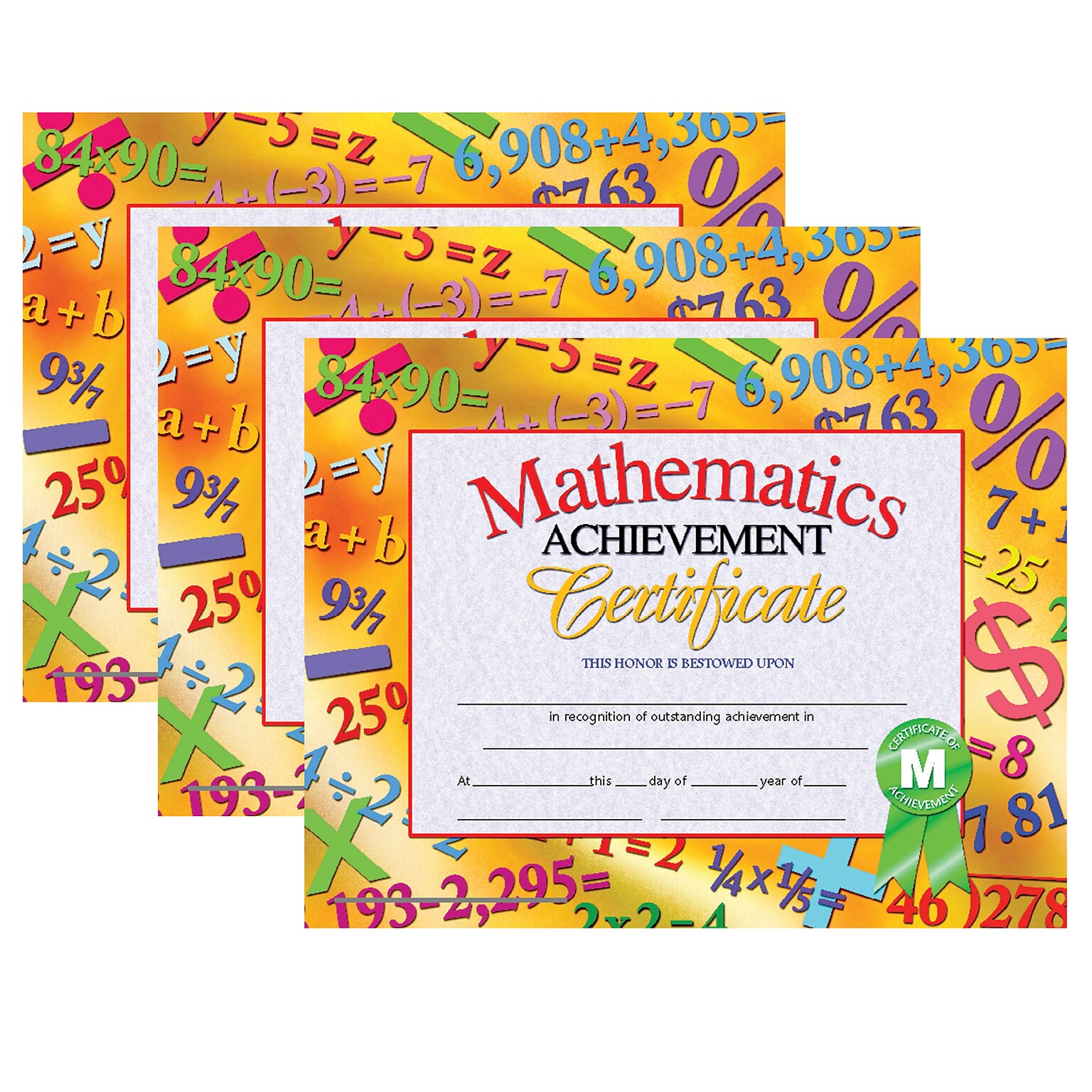 Hayes Publishing Mathematics Achievement Certificate, 30 Per Pack, 3 Packs (H-VA681-3)