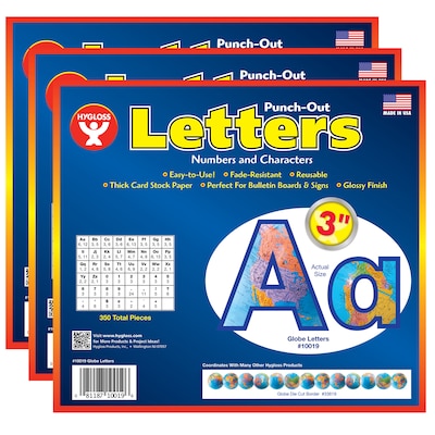 Hygloss 3 Punch-Out Letters, Globe, 350 Characters/Pack, 3 Packs (HYG10019-3)