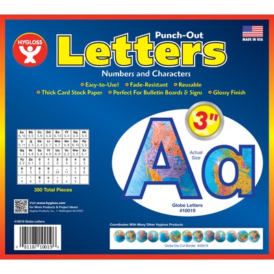 Hygloss 3" Punch-Out Letters, Globe, 350 Characters/Pack, 3 Packs (HYG10019-3)