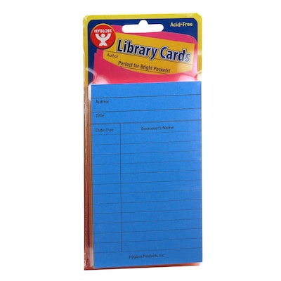 Hygloss® Library Cards, Assorted Colors, Pack of 500 (HYG61438)