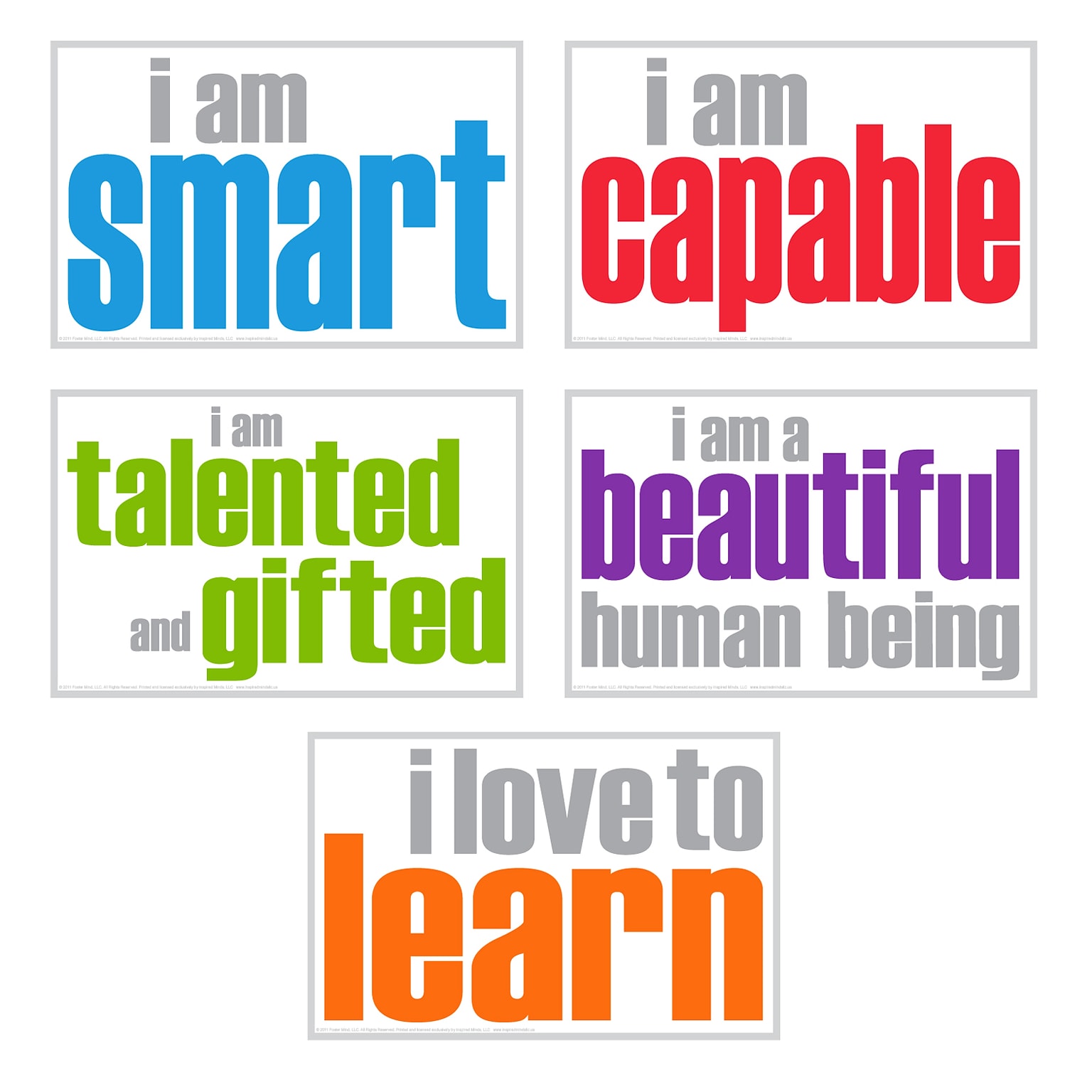 INSPIRED MINDS 11 x 17Self-Esteem Posters, Pack of 5 (ISM52351)