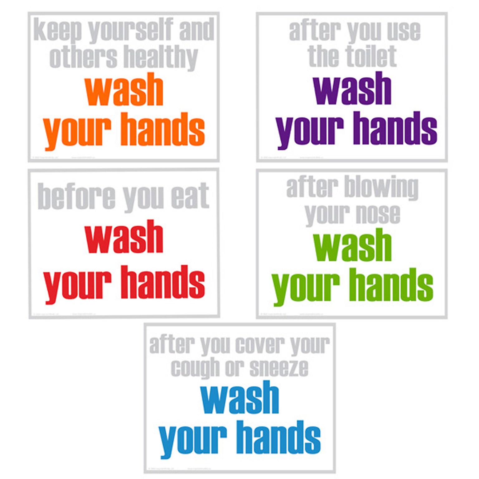 INSPIRED MINDS 11 x 14 Wash Your Hands Posters, Set of 5 (ISMIMHS51P)