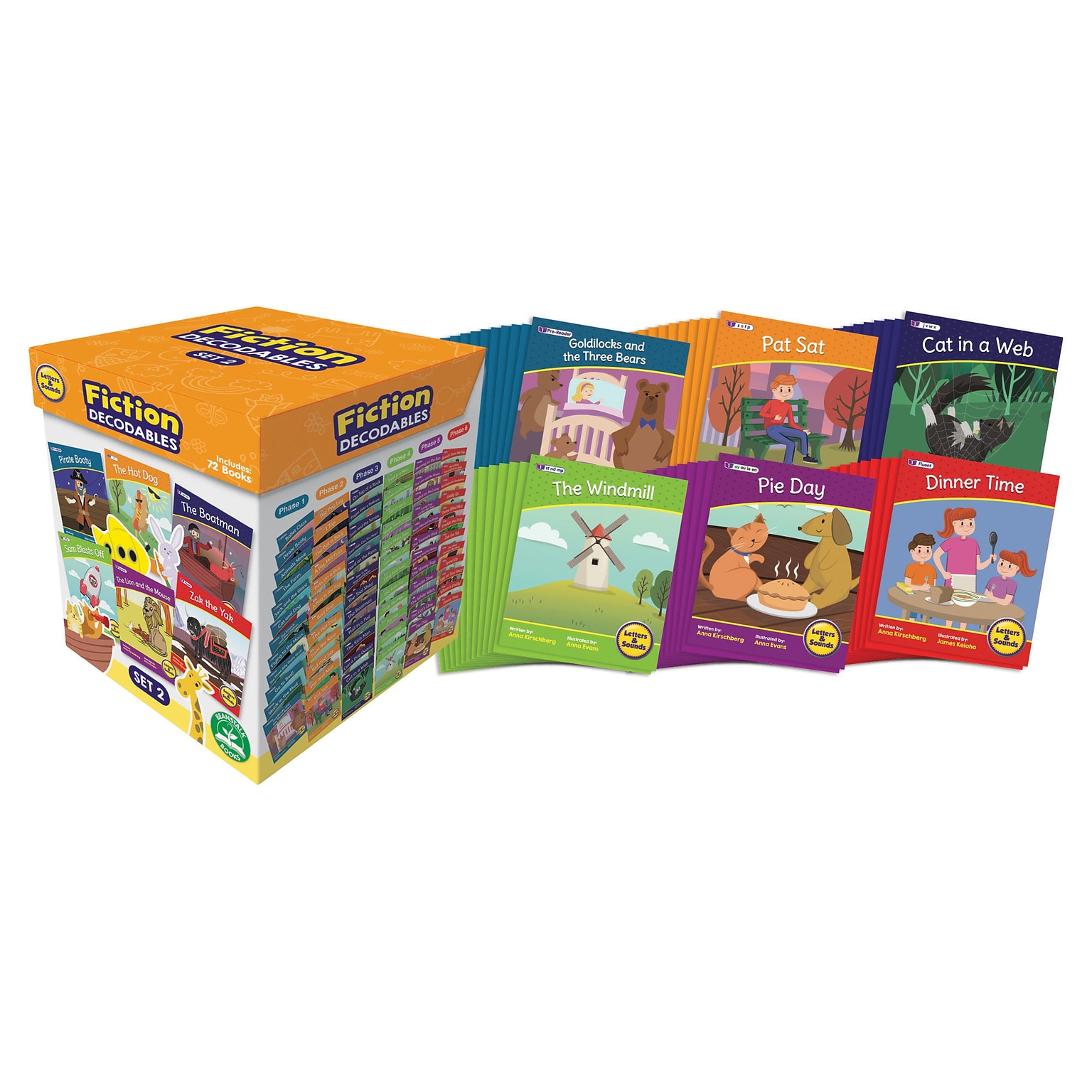 Junior Learning® Letters & Sounds, Fiction Decodables Boxed Set, Set 2, 72 Titles