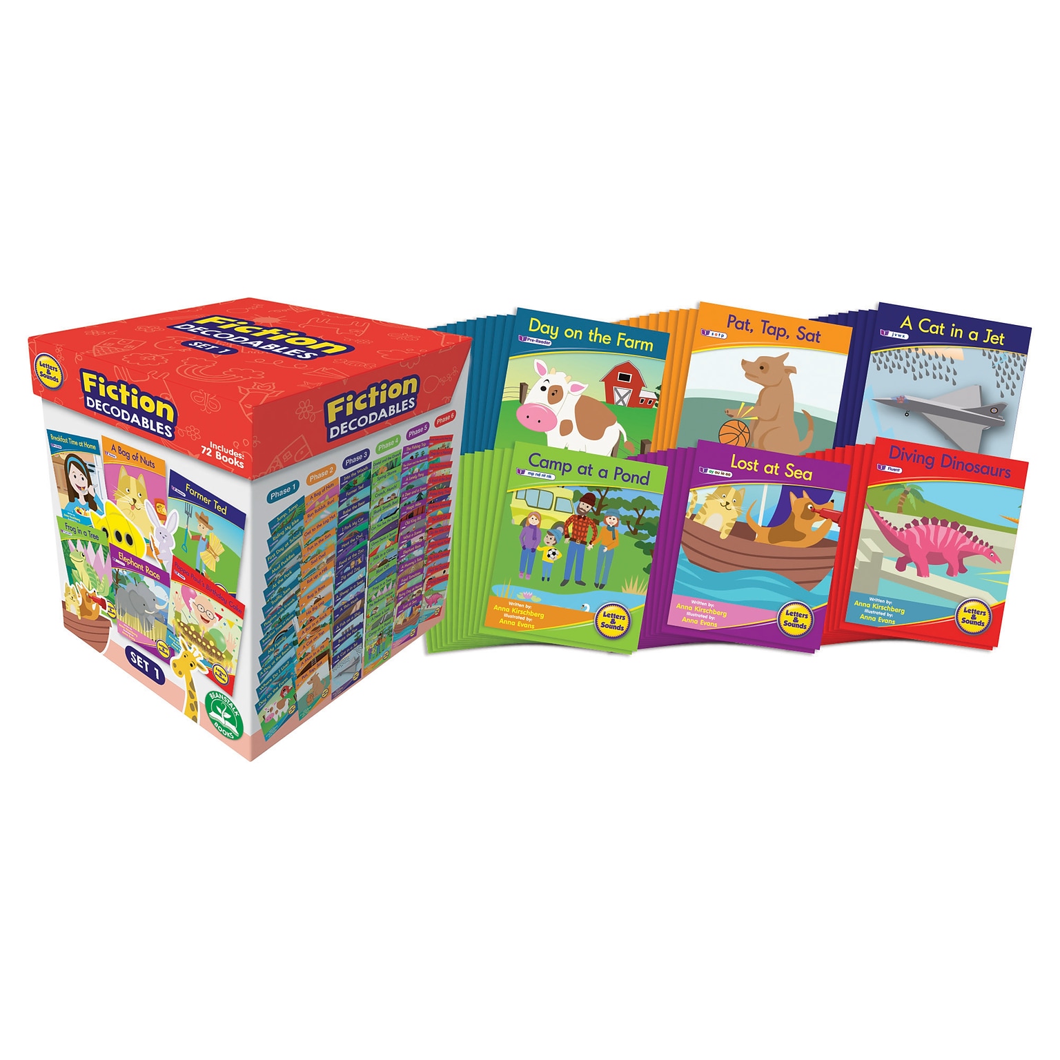 Junior Learning® Letters & Sounds Fiction Decodables Boxed Set, Set 1, 12 Books