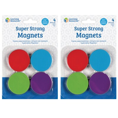 Learning Resources Super Strong Magnets, Assorted Colors, 4 Per Set, 2 Sets (LER2689-2)
