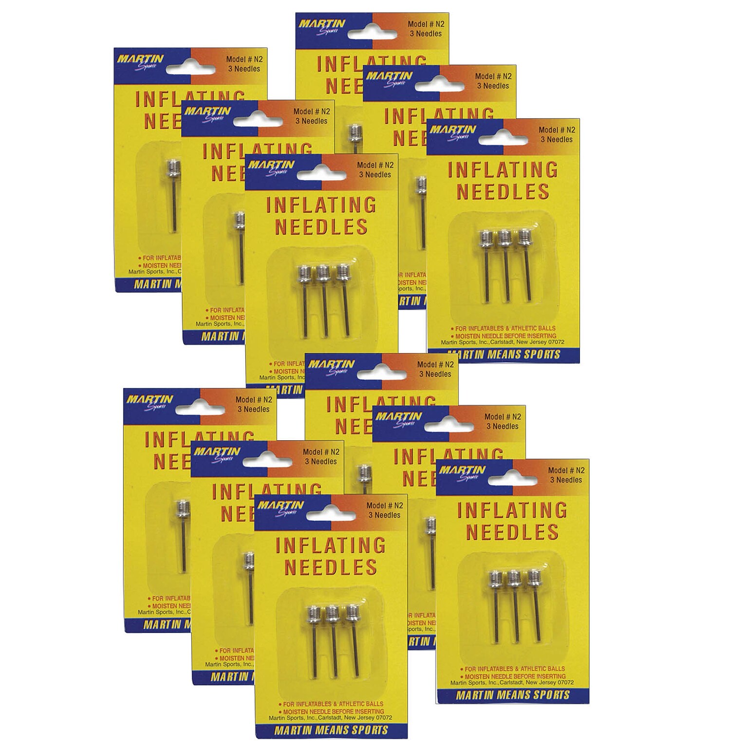 Martin Sports Inflating Needles, Silver, 3 Per Pack, 12 Packs (MASN2-12)