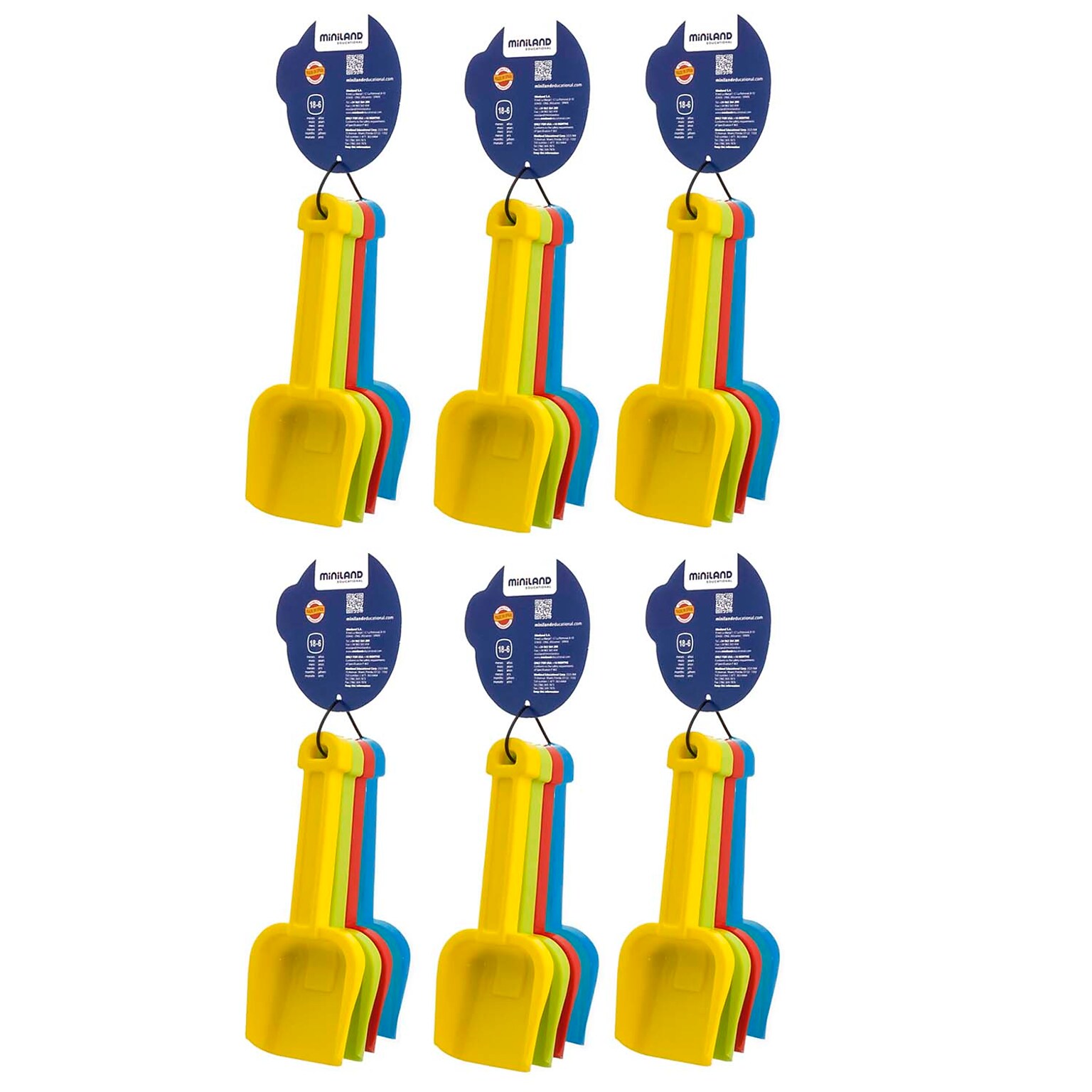 Miniland Educational Shovels, Assorted Colors, 4 Per Pack, 6 Packs (MLE29038-6)
