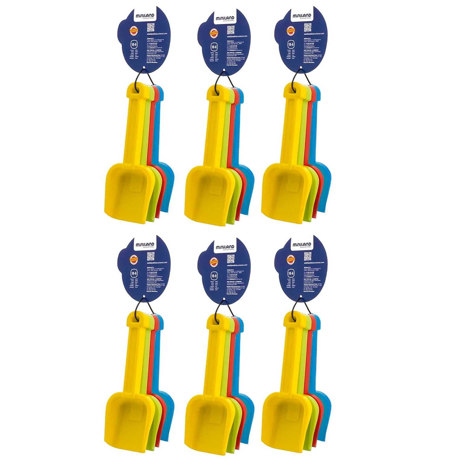 Miniland Educational Shovels, Assorted Colors, 4 Per Pack, 6 Packs (MLE29038-6)