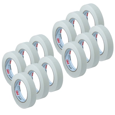 3M 0.75" x 60 yds Masking Tape, White, 12 Rolls (MMM260018A-12)
