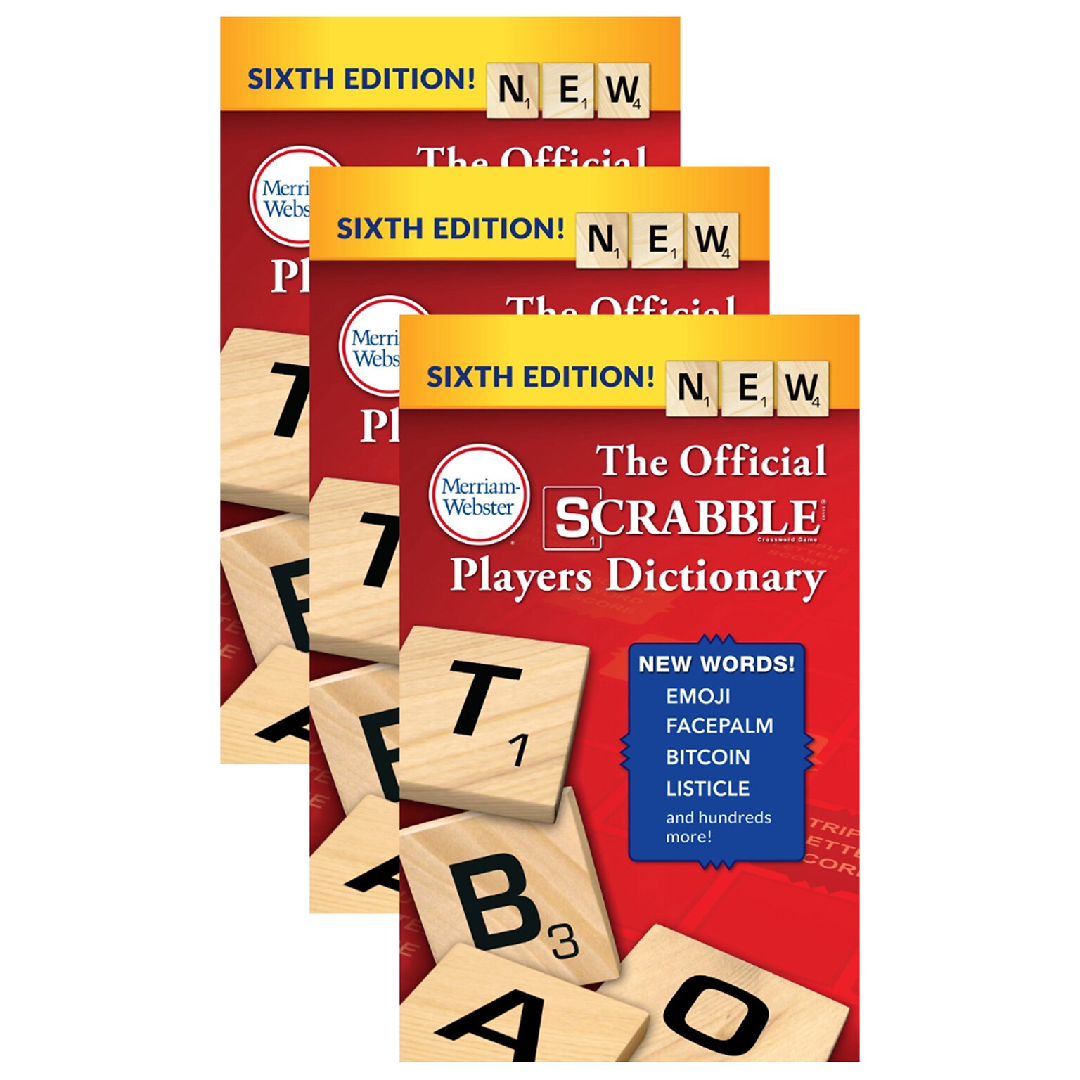 Merriam-Webster The Official SCRABBLE Players Dictionary, 6th Edition, Pack of 3