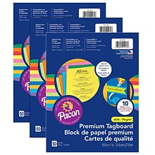 Pacon Premium Tagboard, 8.5 x 11, 10 Bright Assorted Colors, 50 Sheets/Pack, 3 Packs (PAC101164-3)