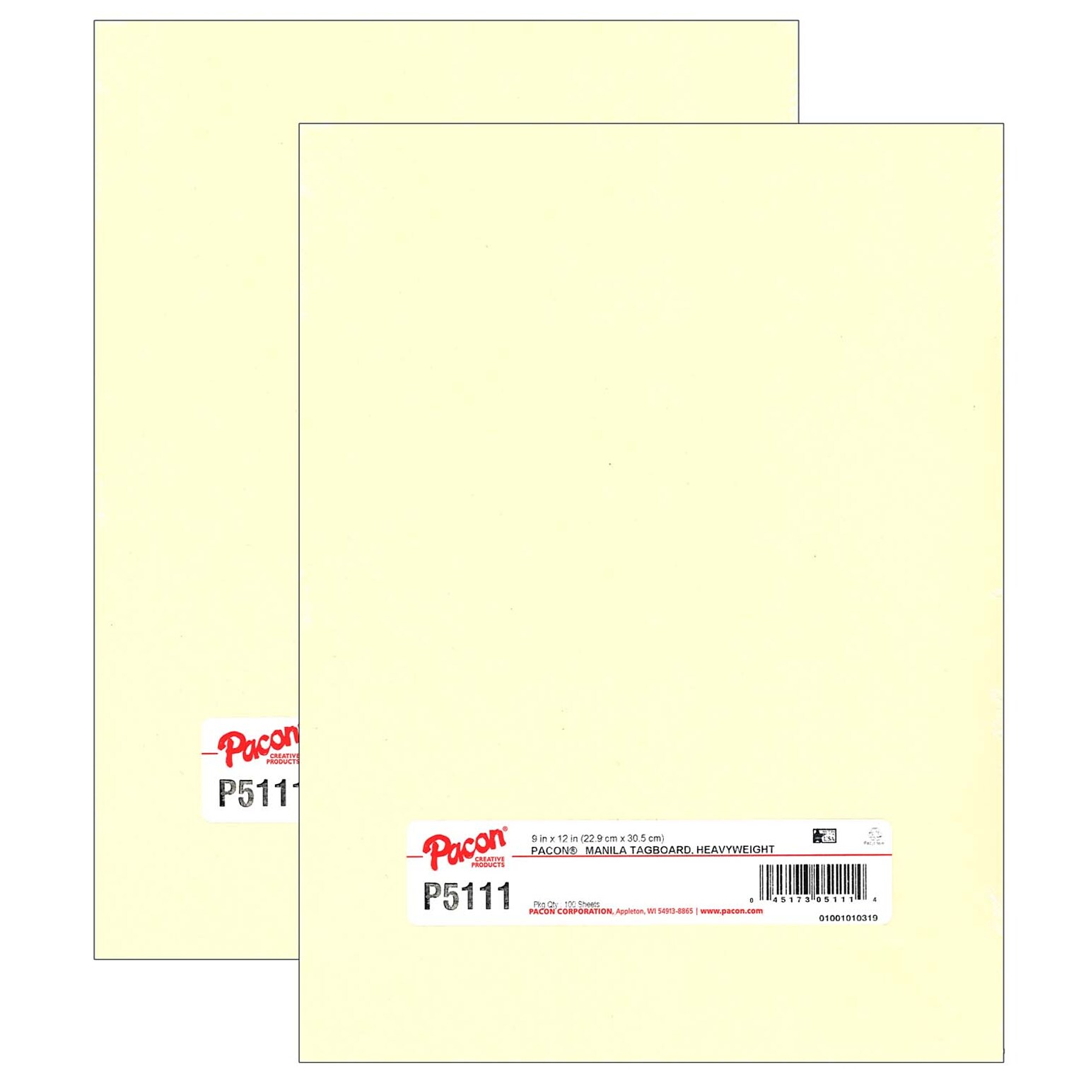 Pacon Heavyweight Tagboard, Manila, 9 x 12, 100 Sheets Per Pack, 2/Pack (PAC5111-2)