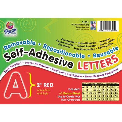 Pacon 2 Self-Adhesive Puffy Font Letters, Red, 159 Characters/Pack, 2 Packs (PAC51651-2)