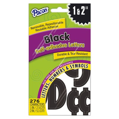 Pacon 1 & 2" Self-Adhesive Classic Font Letters, Black, 276 Characters/Pack, 6 Packs (PAC51658-6)