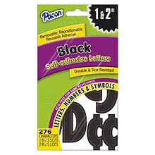 Pacon 1 & 2 Self-Adhesive Classic Font Letters, Black, 276 Characters/Pack, 6 Packs (PAC51658-6)