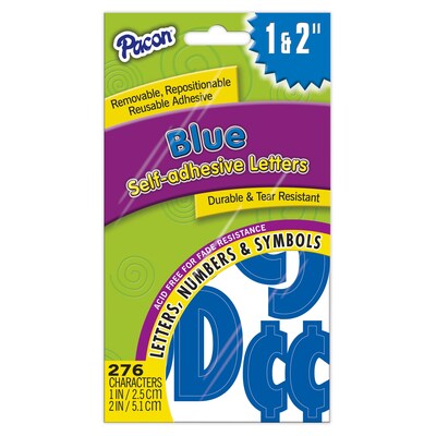 Pacon® 1 & 2 Self-Adhesive Classic Font Letters, Blue, 276 Characters Per Pack, 6 Packs (PAC51660-6