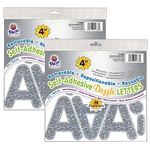 Pacon® 4 Self-Adhesive Puffy Font Letters, Silver Dazzle, 78 Per Pack, 2 Packs (PAC51688-2)