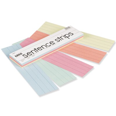 Pacon® Mini Sentence Strips, 5 Assorted Colors, 1-1/2 x 3/4 Ruled, 3 x 12, 100 Per Pack, 3 Packs
