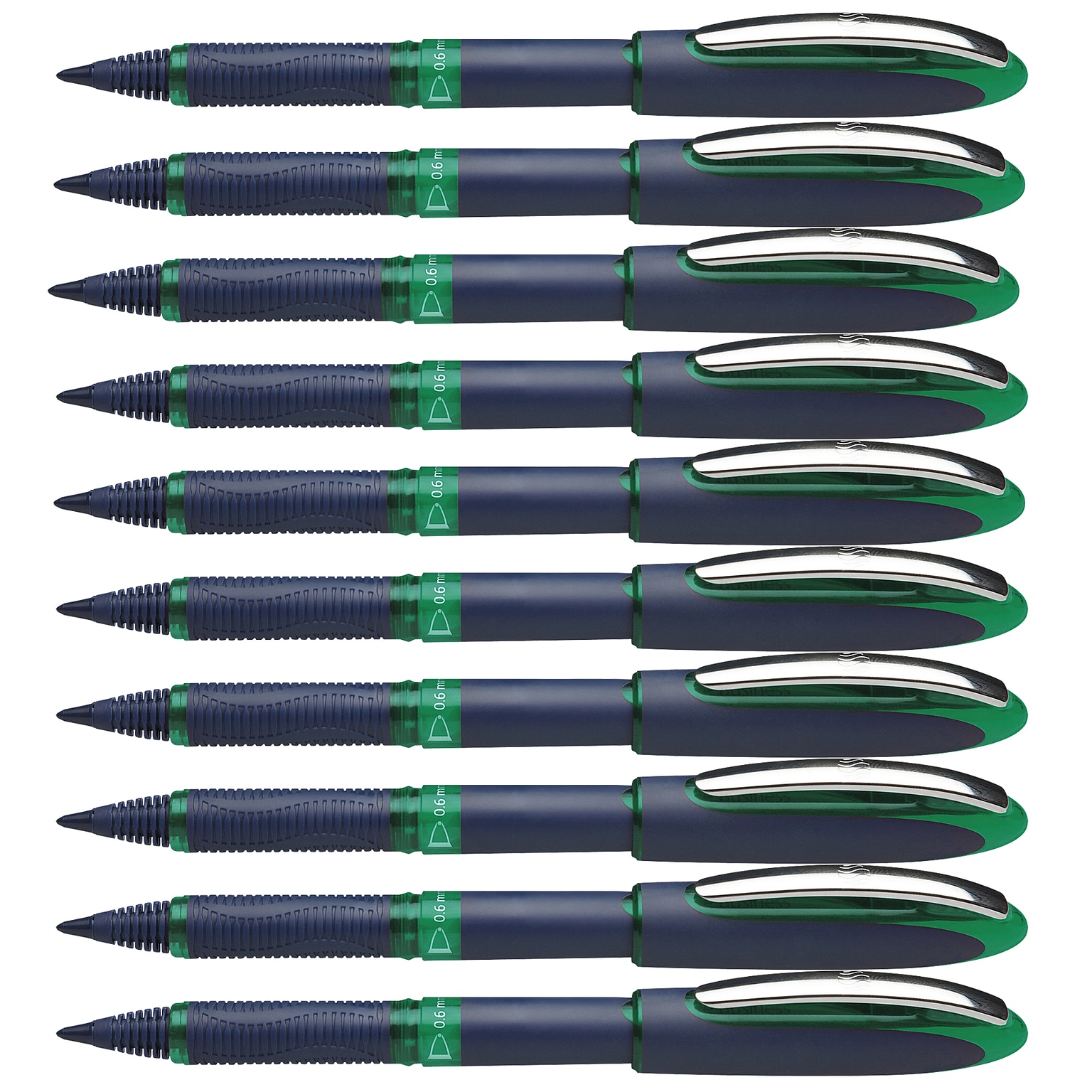 Schneider One Business Rollerball Pens, Green Ink, Pack of 10 (PSY183004-10)