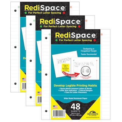 Pathways For Learning RediSpace® Wide Ruled Notebook Filler Paper, 10.5 x 8, White, 48 Sheets Per