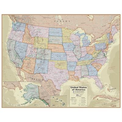 Hemispheres® Boardroom Series United States Laminated Wall Map, 38 x 48 (RWPHM04)