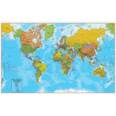 Hemispheres® World Wall Chart with Interactive App, Laminated, 32" x 51.5" (RWPWC05)