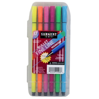 Sargent Art® Markers, Bullet Fine Line, 12 Colors Per Pack, 6 Packs (SAR221493-6)