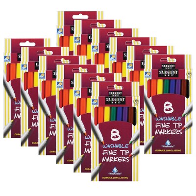 Sargent Art Washable Markers, Fine Tip, 8 Colors/Pack, 12 Packs (SAR221560-12)