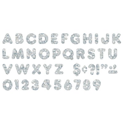 TREND 4" Casual Uppercase Ready Letters®, Silver Sparkle, 71 Per Pack, 3 Packs (T-1613-3)