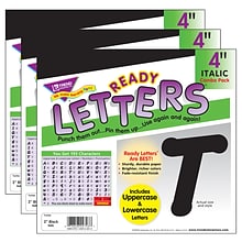 TREND Italic Uppercase/Lowercase Combo Pack (EN/SP) Ready Letters, Black, 193/Pack, 3 Packs (T-2703-