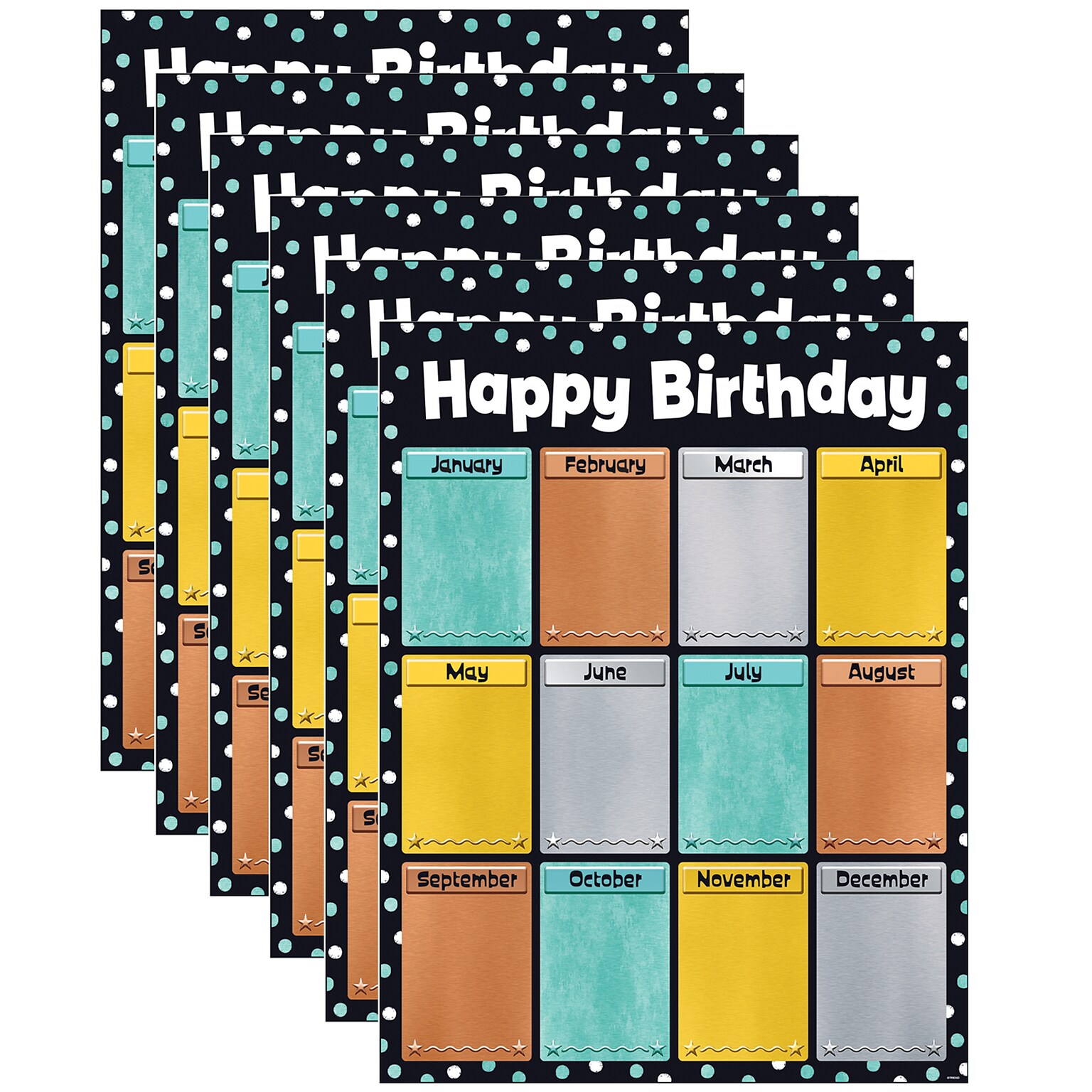 TREND 17 x 22 Birthday I Heart Metal™ Learning Chart, Pack of 6 (T-38461-6)