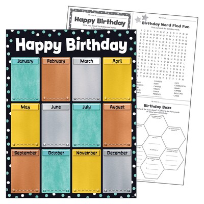 TREND 17" x 22" Birthday I Heart Metal™ Learning Chart, Pack of 6 (T-38461-6)