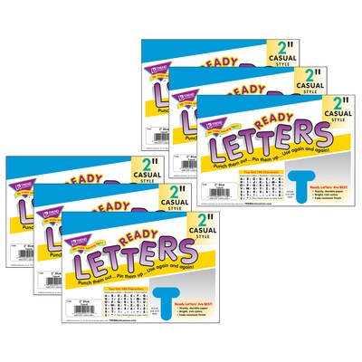 TREND 2 Casual Uppercase Ready Letters®, Blue, 140 Per Pack, 6 Packs (T-435-6)