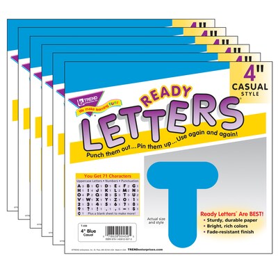 TREND 4" Casual Uppercase Ready Letters®, Blue, 71 Per Pack, 6 Packs (T-459-6)