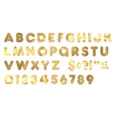 TREND 4 Casual Uppercase Ready Letters®, Gold, 71 Per Pack, 3 Packs (T-479-3)