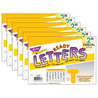 TREND 2 Casual Uppercase Ready Letters®, Golden Yellow, 140 Per Pack, 6 Packs (T-488-6)