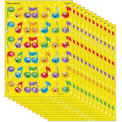 Trend Merry Music Sparkle Stickers®, 72 Per Pack, 12 Packs (T-63040-12)