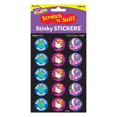 TREND Earth & Space/Grape Stinky Stickers®, 60 Per Pack, 12 Packs (T-6407-12)