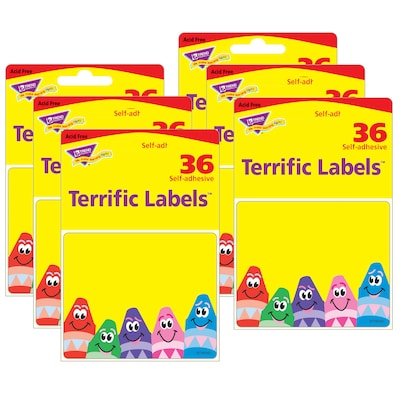 TREND Colorful Crayons Terrific Labels™, 2.5 x 3, 36 Per Pack, 6 Packs (T-68013-6)
