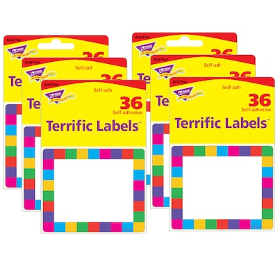 TREND Rainbow Plaid Terrific Labels™, 2.5 x 3, 36 Per Pack, 6 Packs (T-68015-6)