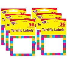 TREND Rainbow Plaid Terrific Labels™, 2.5 x 3, 36 Per Pack, 6 Packs (T-68015-6)