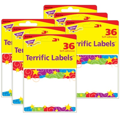 TREND Stars n Swirls Terrific Labels, 2.5 x 3, 36 Per Pack, 6 Packs (T-68070-6)