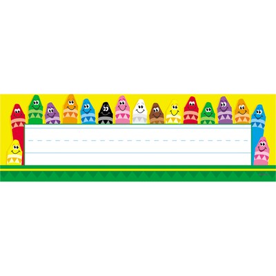 TREND Colorful Crayons Desk Toppers Nameplates, 9.5" x 2.875", 36 Per Pack, 6 Packs (T-69013-6)