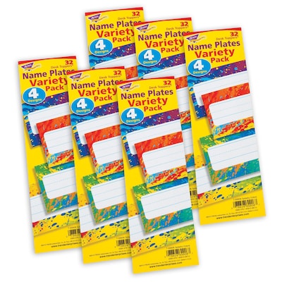 TREND Splashy Colors Desk Toppers® Nameplates Variety Pack, 2.875 x 9.5, 32 Per Pack, 6 Packs (T-6