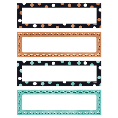 TREND I ? Metal™ Dots & Embossed Desk Toppers® Nameplates Variety Pack, 2.875 x 9.5, 32 Per Pack,