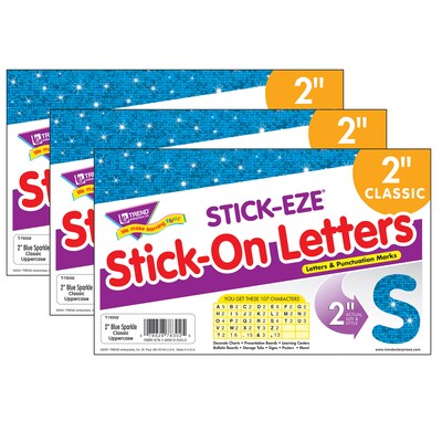 TREND STICK-EZE® 2 Stick-On Letters, Blue, 107 Per Pack, 3 Packs (T-78302-3)