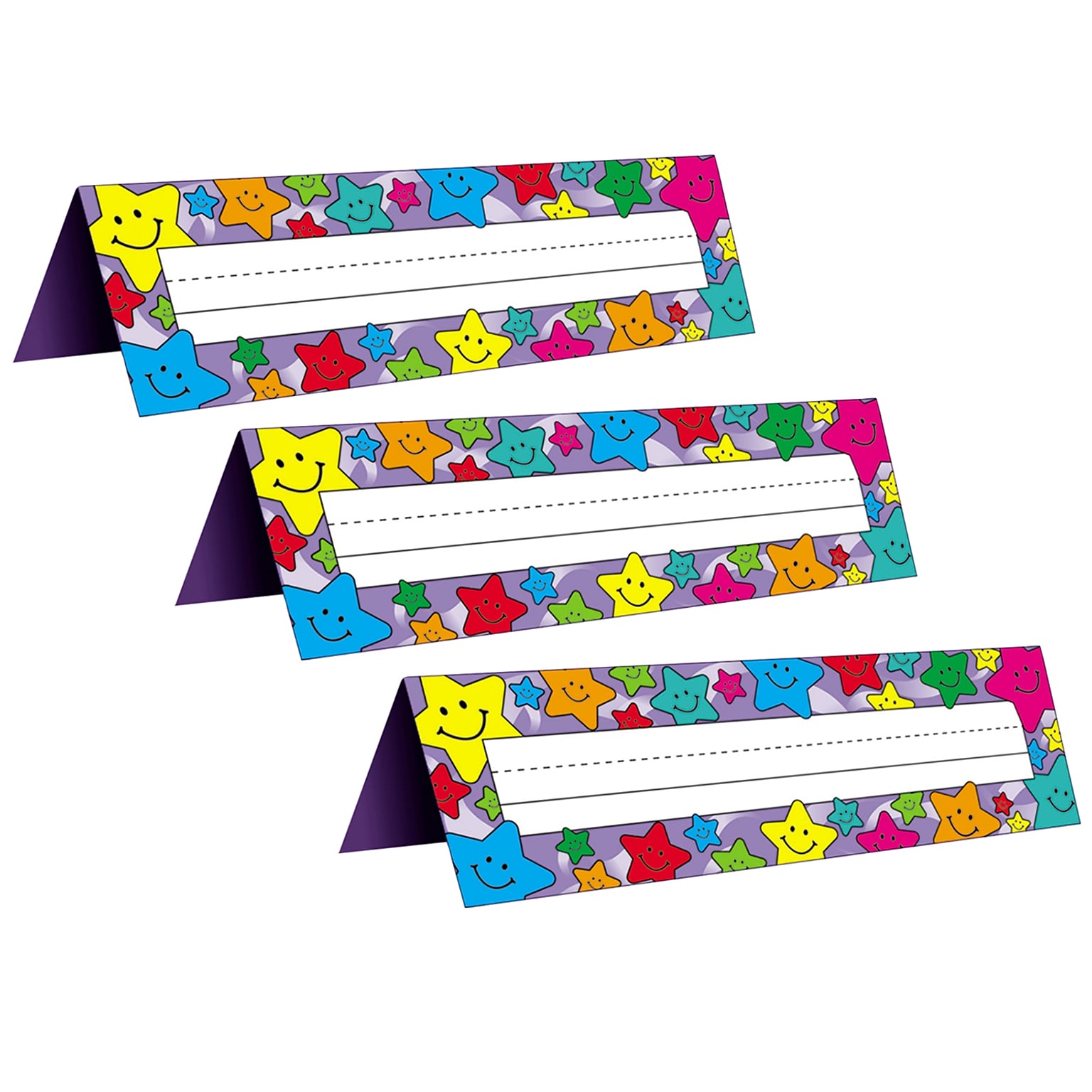 Teacher Created Resources Happy Stars Tented Nameplates, 3.5 x 11.5, 36 Per Pack, 3 Packs (TCR1941-3)