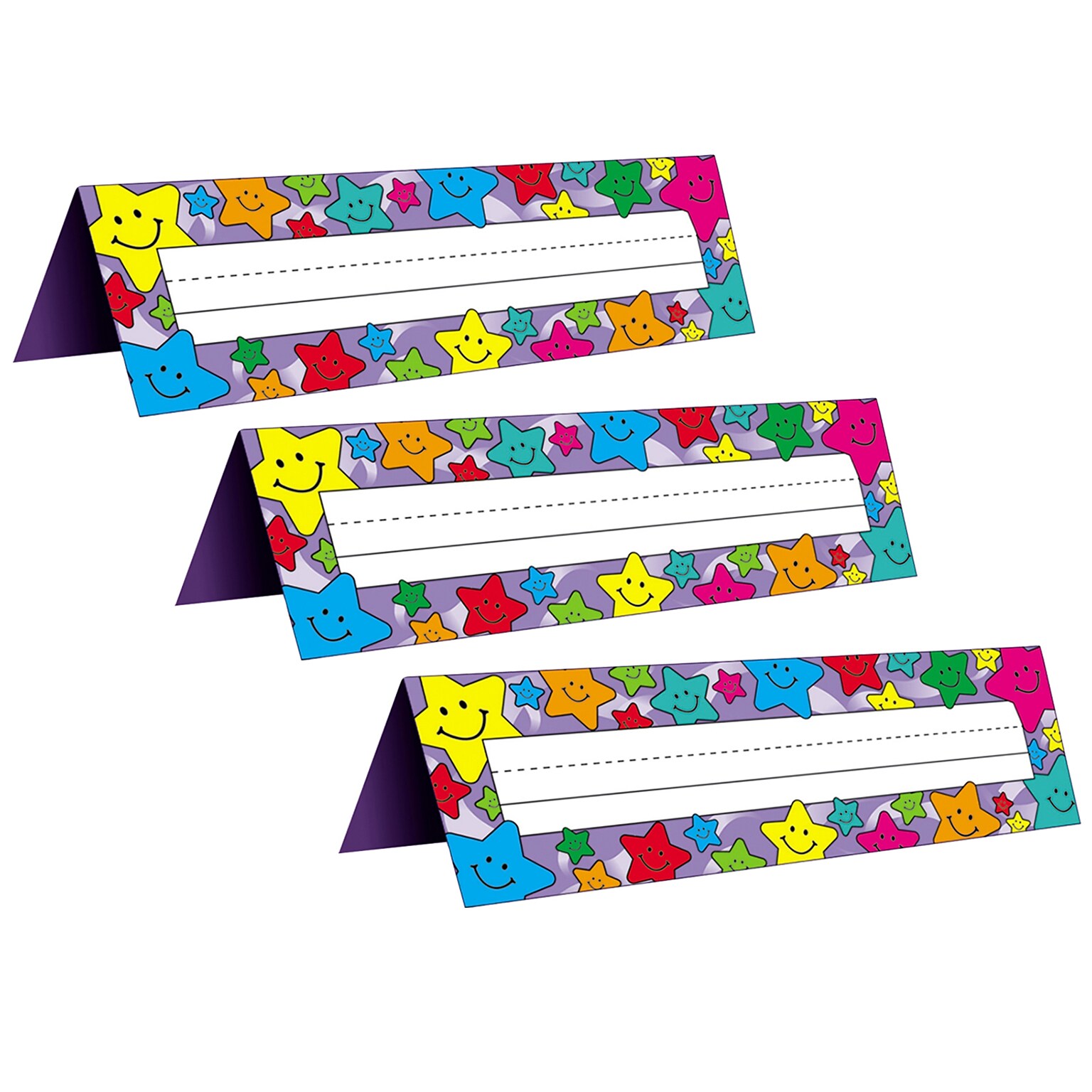 Teacher Created Resources Happy Stars Tented Nameplates, 3.5 x 11.5, 36 Per Pack, 3 Packs (TCR1941-3)