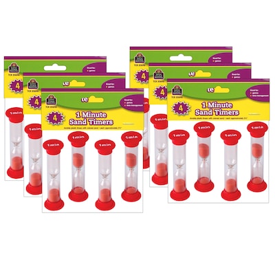 Teacher Created Resources Sand Timers, Small, 1 Minute, 4 Per Pack, 6 Packs (TCR20646-6)